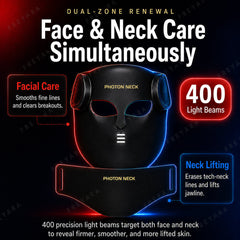 FREYARA LED-FacialGlow 4D,Professional 8-Color LED Light Therapy Silicone Mask for Face and Neck Anti-aging and Brightening, 400 Beams of Light