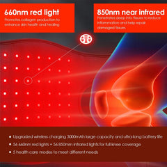 56LED Cordless Red Light Therapy Knee Wrap with 3000mAh Battery,Ease Arthritis and Sports Pain