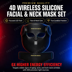 FREYARA LED-FacialGlow 4D,Professional 8-Color LED Light Therapy Silicone Mask for Face and Neck Anti-aging and Brightening, 400 Beams of Light