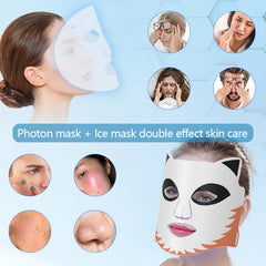 Revolutionize Your Skincare Routine:The Ultimate 4-Color LED Light Therapy & Ice Cooling Silicone Mask, 276 LED Beads
