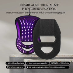 2-in-1 278LED Light Therapy Mask & Cap for Face & Hair,Professional 4-Wavelength LED Light Therapy for Face and Scalp Health