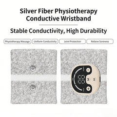 Silver Fiber EMS Micro Electric Wrist Support Home Physiotherapy Device,20% Silver Tech, 10 Massage Modes for Pain Relief & Recovery