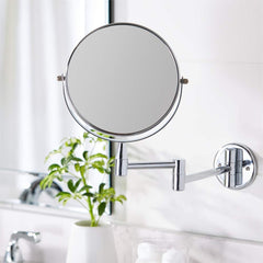 1X/10X Wall Mounted Makeup Mirror, 8" Double Sided Vanity Mirror for Bathroom, 360 Rotating Extendable, 3 Light Mode Smart Touch, USB Rechargeable