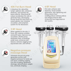 4in1 40K Radio-frequency Vacuum Ultrasonic Cavitation Machine (rose gold), Body Slimming Sculpting Device for Face, Arm, Waist, Belly, Leg
