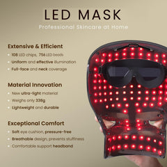 Professional 8-Color 756LED Light Therapy Mask for Face and Neck Anti-Acne, Whitening & Anti-Aging at Home